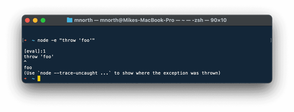 thrown string without stacktrace