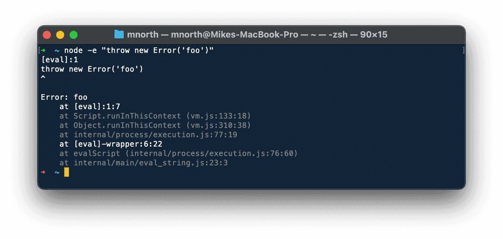 thrown error with stacktrace